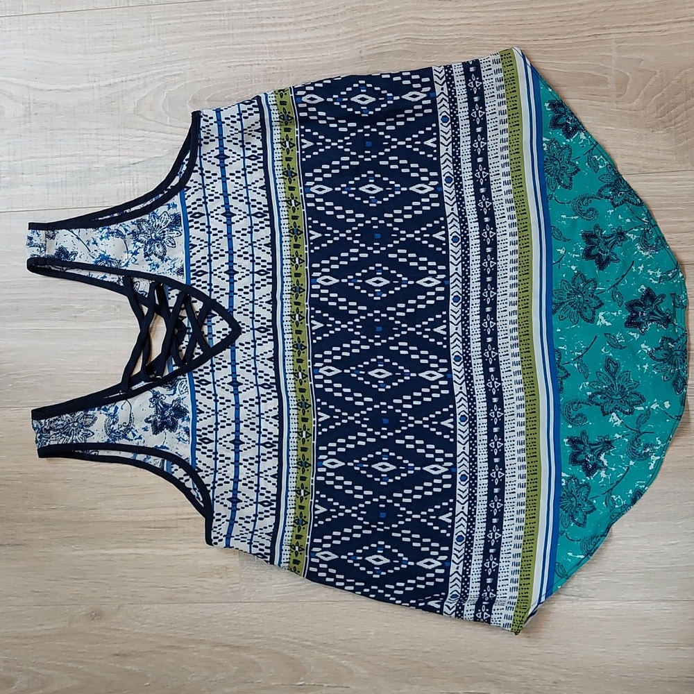 iz byer printed multipattern top